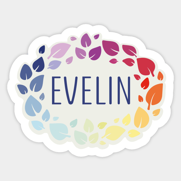 Evelin name with colorful leaves Sticker by WildMeART